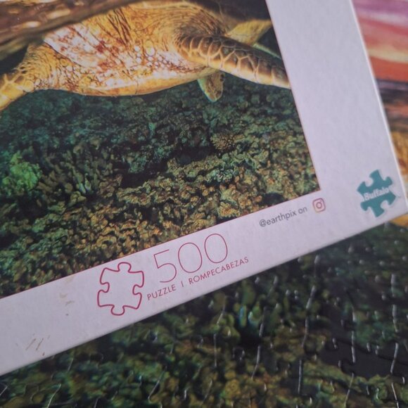 500 Piece Sea‎ Turtle Sunset Under Water Locking Pink Sky Reef Swim - Picture 5 of 7
